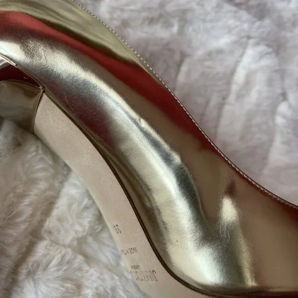 Jimmy Choo Romy 105mm Liquid Mirror Leather Gold - Picture 8 of 11